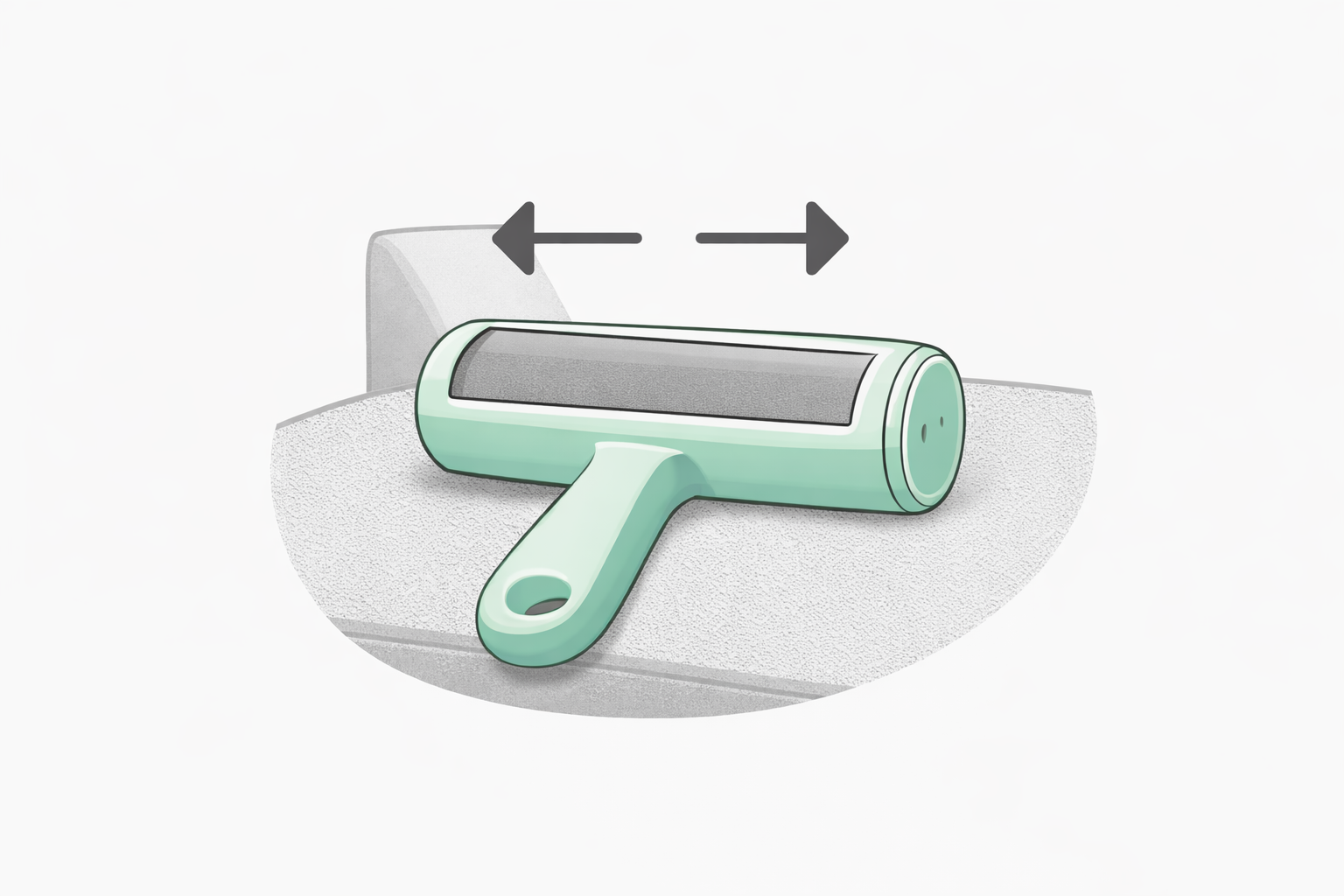 Reusable pet hair remover rolling over couch fabric to remove dog & cat hair