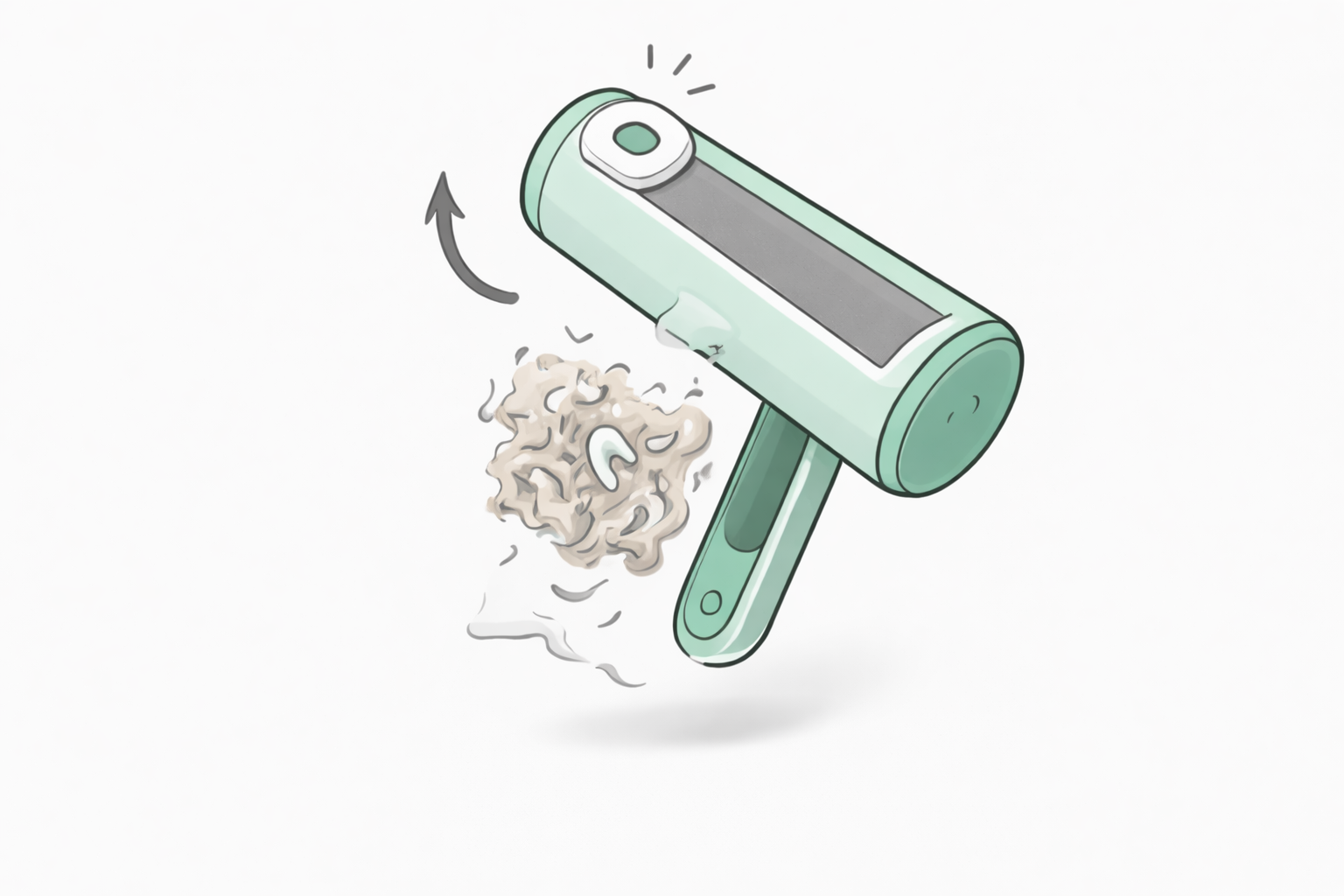 Reusable pet hair remover being emptied with one click releasing collected dog hair 